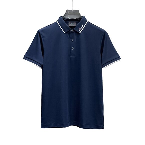 Kiton Navy Blue Contrast Polo Shirt - Picture 1 of 9